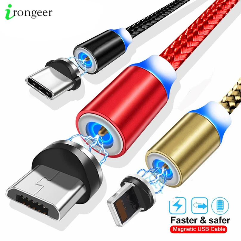 Светодиодный кабель с магнитной оплеткой типа C Micro USB Магнитные usb кабели для зарядки Apple iPhone XR XS Max X 7 8 6 samsung S9 S10 шнур