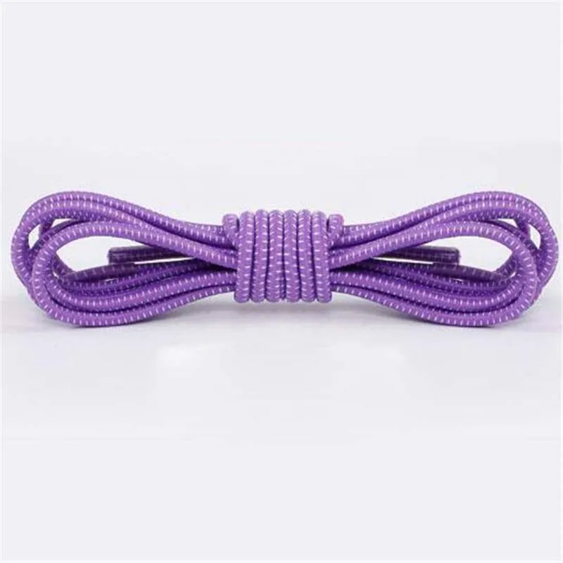 1 пара разноцветных круглых стрейчевых шнурков для кроссовок 105 см для женщин и мужчин для бега спорта на открытом воздухе, эластичные шнурки для обуви - Цвет: Фиолетовый