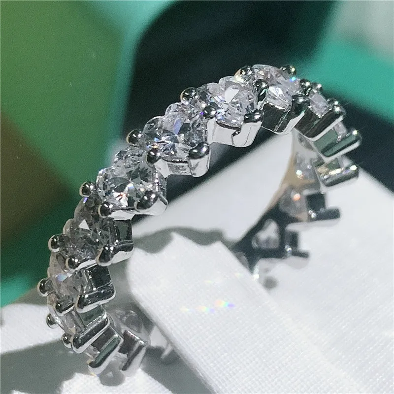 Потрясающее женское кольцо, 925 пробы, серебряное, овальное, AAAAA, кубический цирконий, обручальное кольцо, кольца для женщин, свадебная мода, ювелирное изделие - Цвет основного камня: Heart