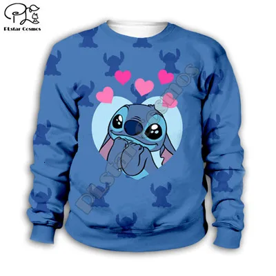 Детская одежда; толстовки с капюшоном в стиле аниме kawaii Lilo Stitch; толстовка для мальчиков с героями мультфильмов; популярная модель-3 - Цвет: Blue