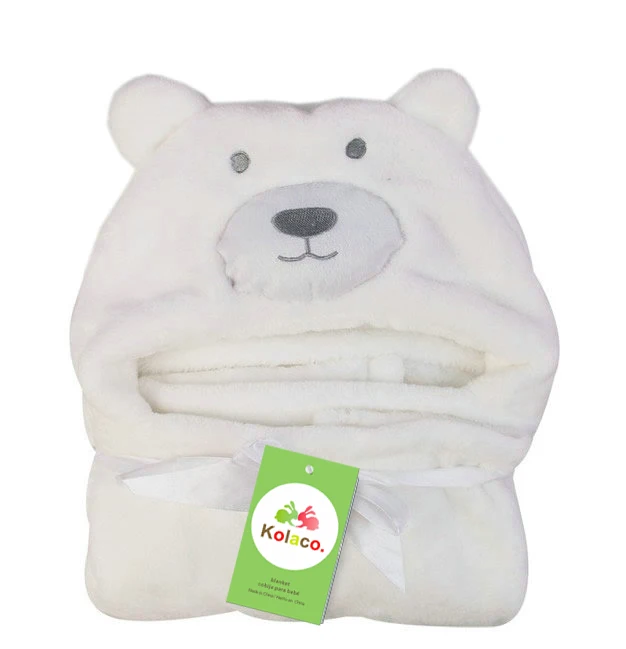 Милое флисовое детское банное полотенце милая форма животных детское полотенце с капюшоном халат Плащ детское одеяло для новорожденных - Цвет: Белый