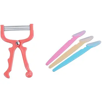

1 Pcs Facial Hair Face Removal Threading Beauty Tools Stick Epi,Orange & 3 Pcs Eyebrow Shaver Makeup Tool