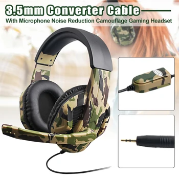 

Noise Reduction 3.5mm With Microphone Gaming Headset Universal Calling Audio Over Ear Converter Cable Wired HD Voice Camouflage