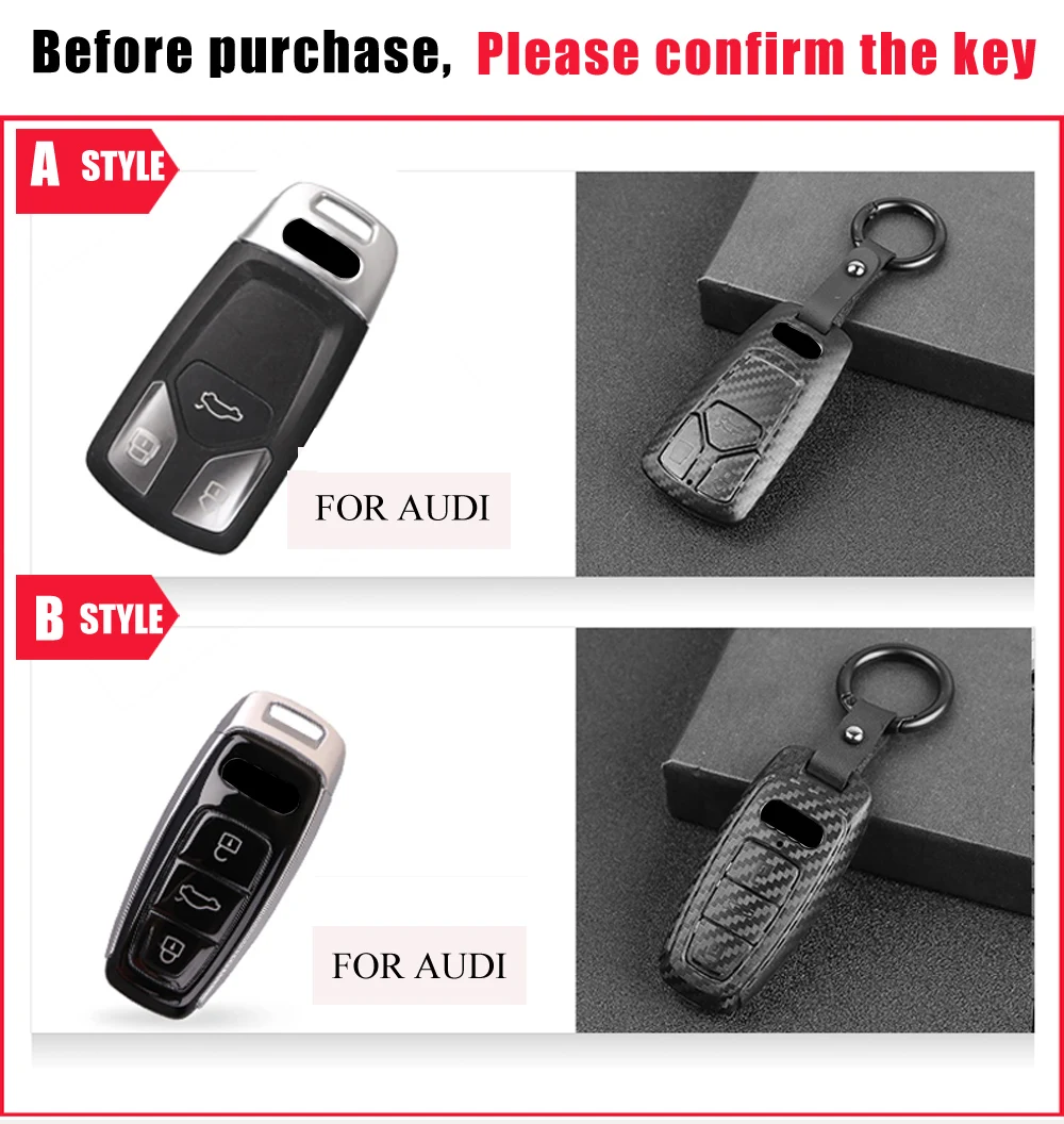 Keyforkess Car styling per Audi A6 RS4 S5 A3 Q3 Q5 S3 A4 Q7 A5 TT 2018 Car Key Bag Cover ABS decorazione custodia protettiva - H429e454920f747aead4ef0104b6681350