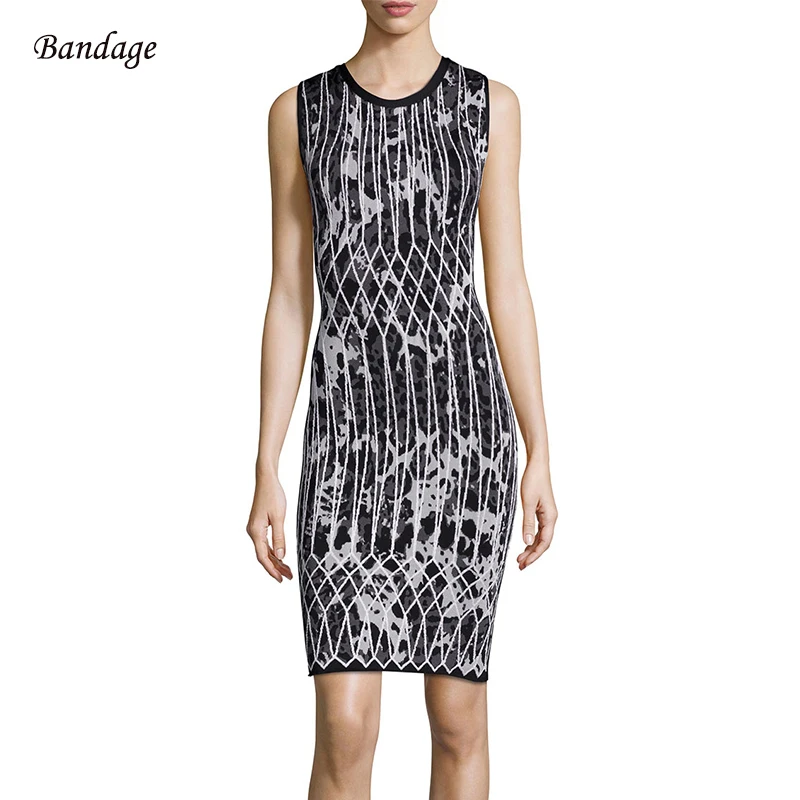 Женское Обтягивающее Платье-футляр без рукавов с леопардовым принтом | Женская