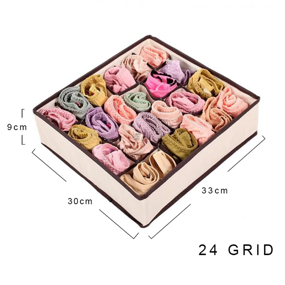 Multi-size Foldable Storage Boxes Underwear Closet Drawer Divider Lidded Closet Organizer For Ties Socks Bra Underwea - Цвет: 24 Grid