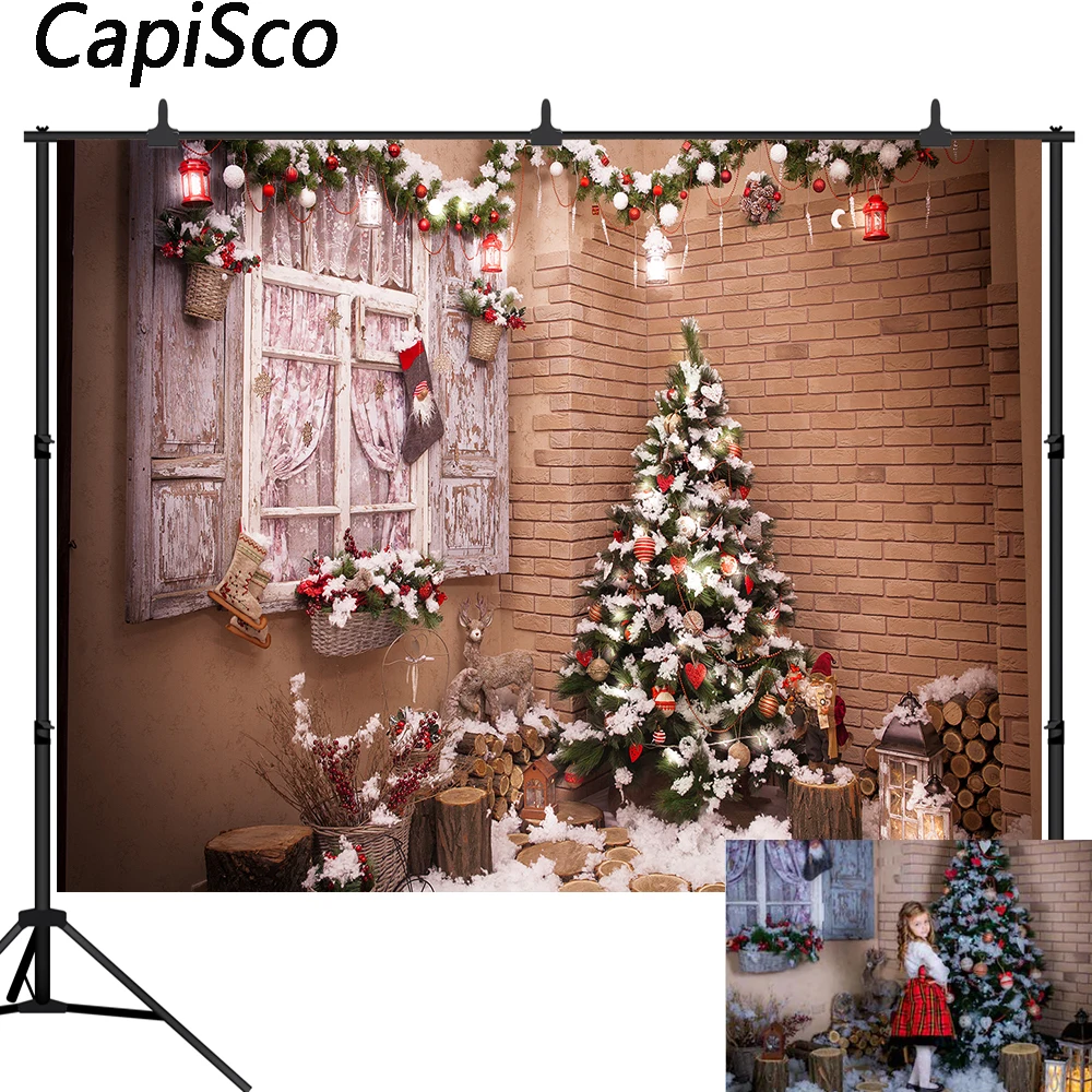 Capisco фотография рождественской елки фоны кирпичная стена декор для окон домашние