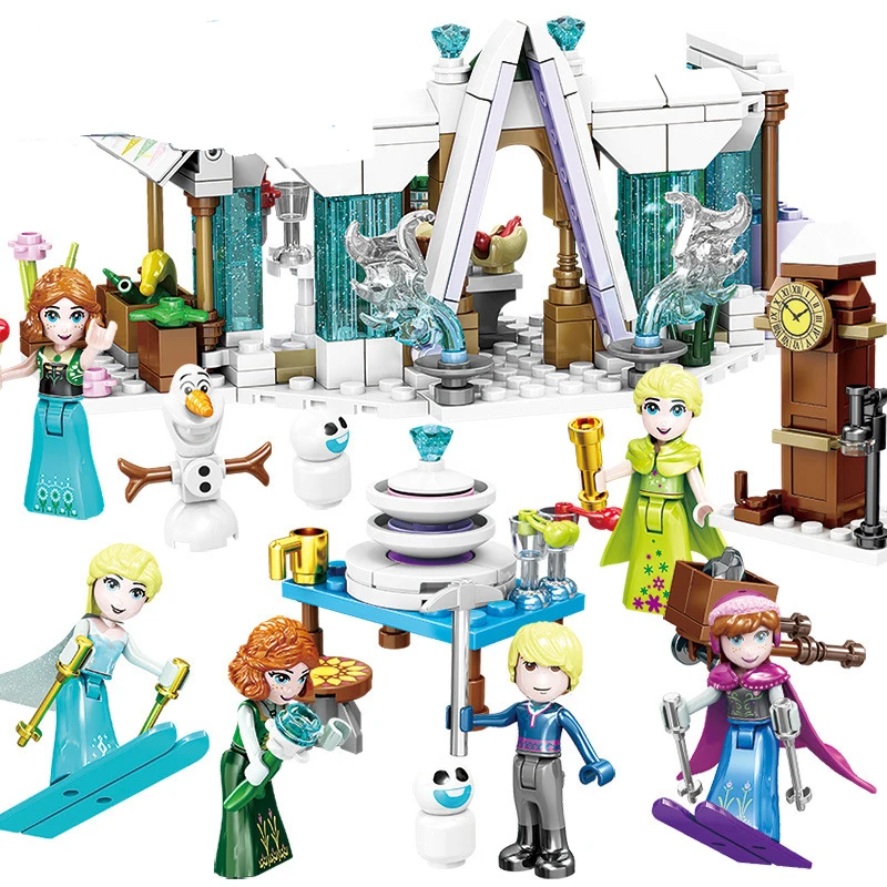 

2019 Elsa Anna Romantic Castle Model Building Blocks Cinderella Princess Castle City Set Friends B849