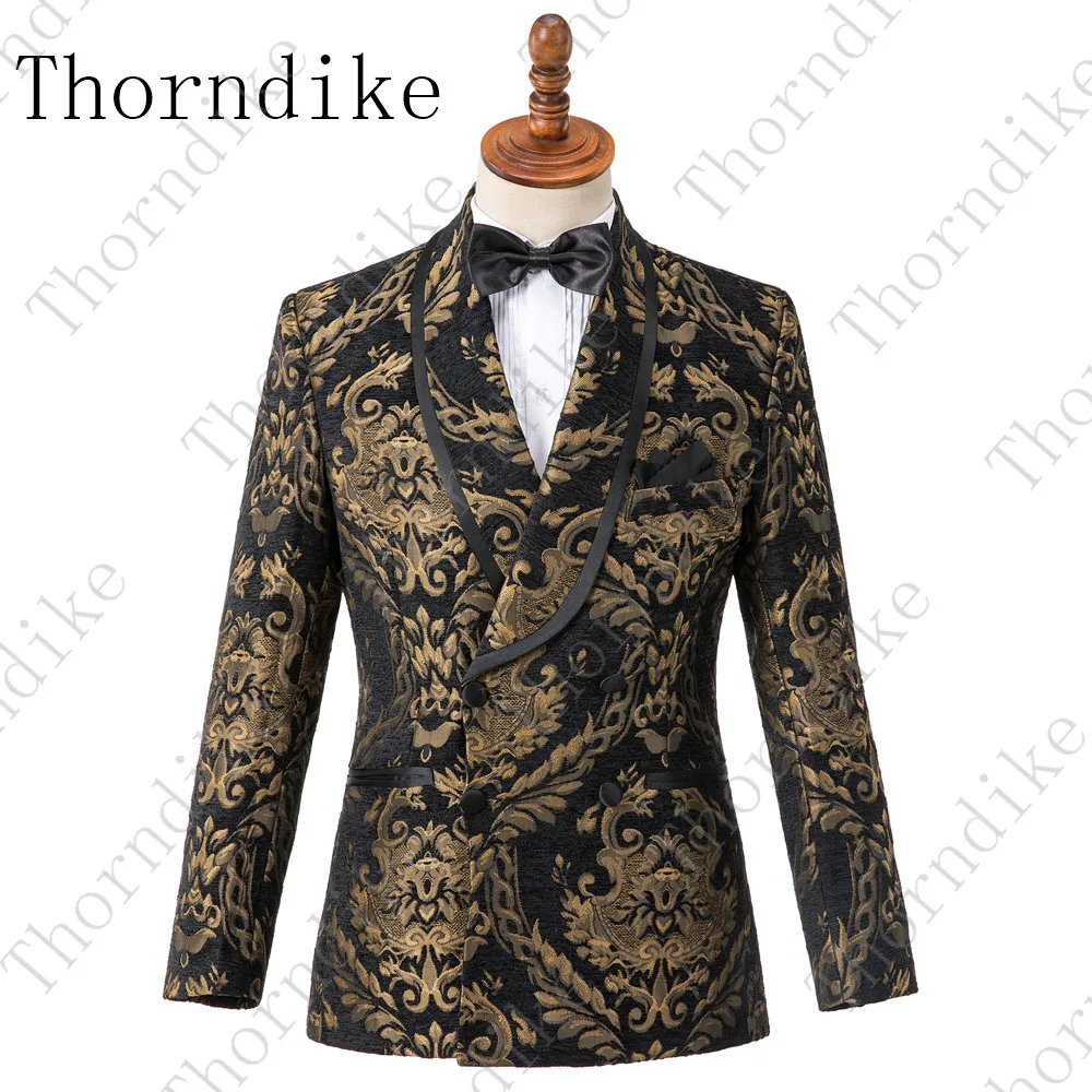 style 6 Thorndike золотая вышивка цветочный узор сценический костюм куртка мужской Стильный блейзер Мужской сценический вечерний блейзер мужской бархатный блейзер - Цвет: style 6