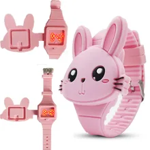 Мультфильм животных Дизайн Светодиодный силиконовый наручные часы Детские электронные часы подарки игрушки