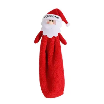 

Santa Claus Snowman Hand Towel Cartoon Embroidery Hand Cloth Kitchen Bathroom Christmas Water Absorbing Home Textile