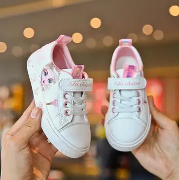 

New Snow Queen girls pink Casual Shoes elsa Anna princess pu soft sports shoes size 25-30