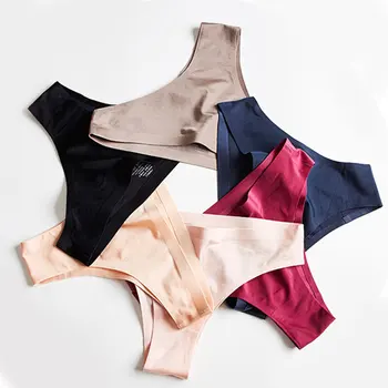 

Seamless Ice Silk Briefs Panties Women Briefs Sexy Ultra-thin G-string Thongs Low Rise Lingerie Lady Girls Underwear Plus Size