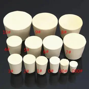 

5Pcs/set Laboratory Solid Rubber Stoppers White Color Plug Flask Bungs Tapered Bottle Alkali-resisting Tube Sealed Lid Lab Corks
