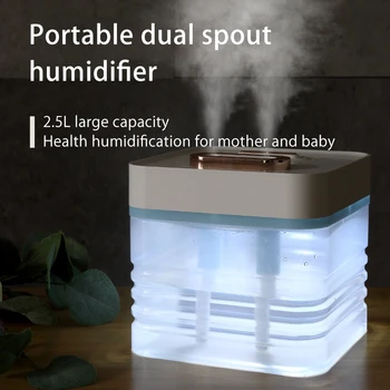

2500ML Double Nozzle Air Humidifier Large Capacity Air Cleaner Atomizer With Night Lights Moisturizing Nano Spray For Car Home