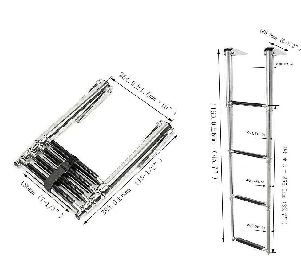 telescópica escada dobrável deck externo iate acessórios de ferragem marinha