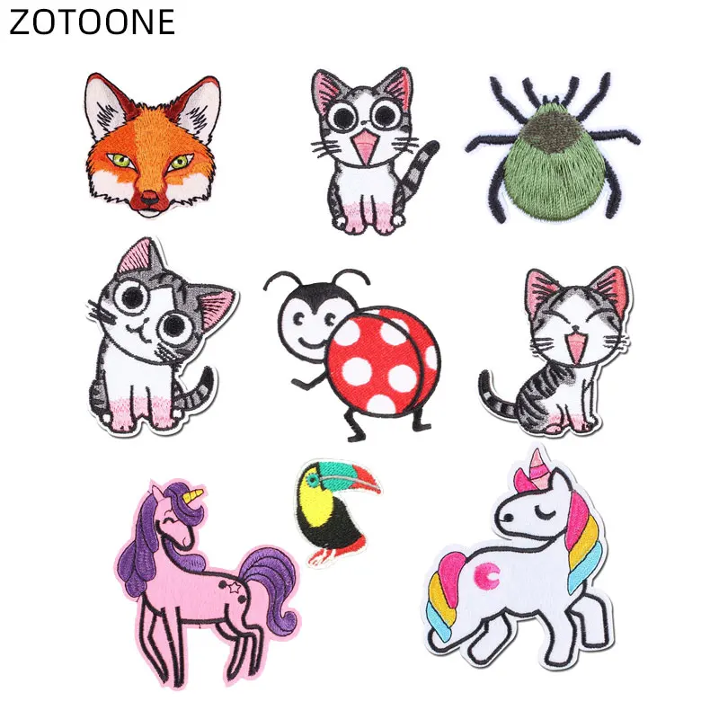 

ZOTOONE Sew on Patches for Clothes Jeans Cute Cat Fox Heat Transfers Embroidery Stickers for Kids DIY Iron-on Patch Appliques G