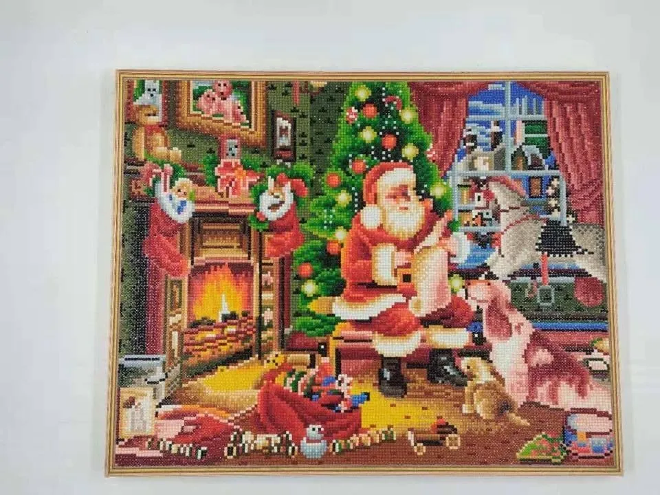Рождественский дизайн 5d Diy алмазная живопись 40x50 см с рамкой Санта-Клаус Diy художественная вышивка крестиком Стразы круглая полная дрель LED5001