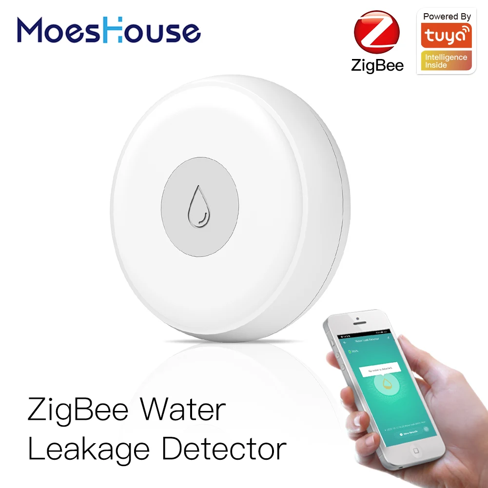 ZigBee Smart Flood Sensor Water Leakage Detector Flood Overflow Alert Security Alarm System Tuya/Smart Life App Remote Control afbeelding