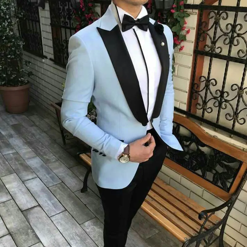

Latest Peak Design Blue Wedding Suits for Man Blazer Costume Homme Groomsmen Attire Groom Tuxedo Classic Terno Masculino 2Piece