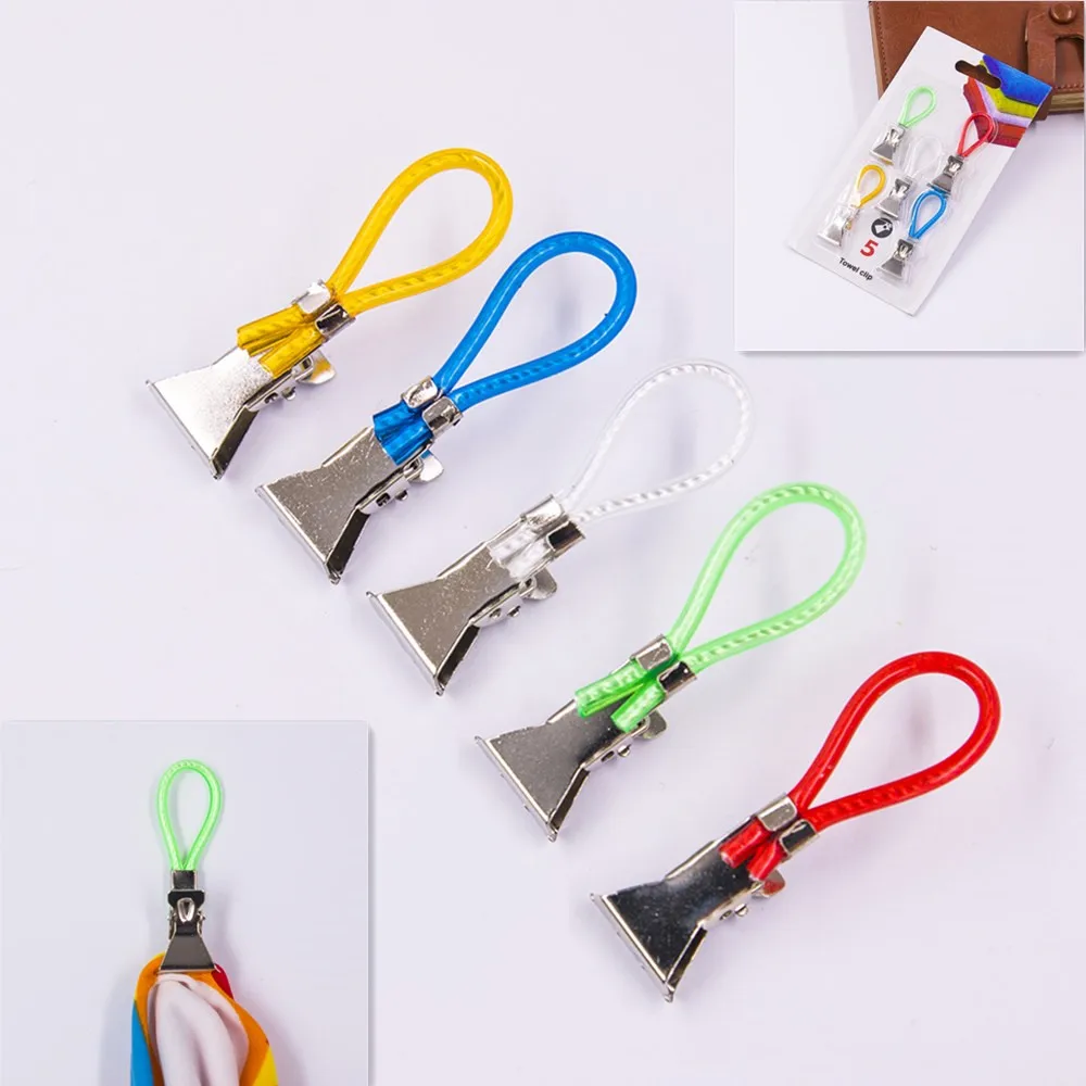 

5Pcs Tea Towel Hanging Clips Hanger Cloth Peg Clip Mixed Color Clothes Hooks Home Storage