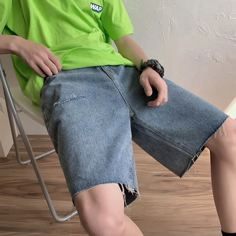 

Men's casual shorts 2020 spring and summer new solid color loose denim casual shorts young personality trend men's clothing