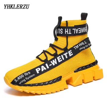 

YHKLERZU Men Socks Sneakers Breathable Mesh Mens Casual Shoes Lace up Sock Shoes Loafers Boys Super Light Sock Trainers