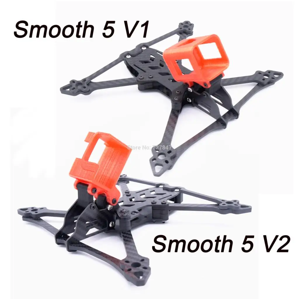 

Smooth 5 5inch V1/ V2 225mm wheelbase 5mm Arm Pure Carbon Fiber Quadcopter frame PLA + TPU Camera Seat for FPV Racing Drone