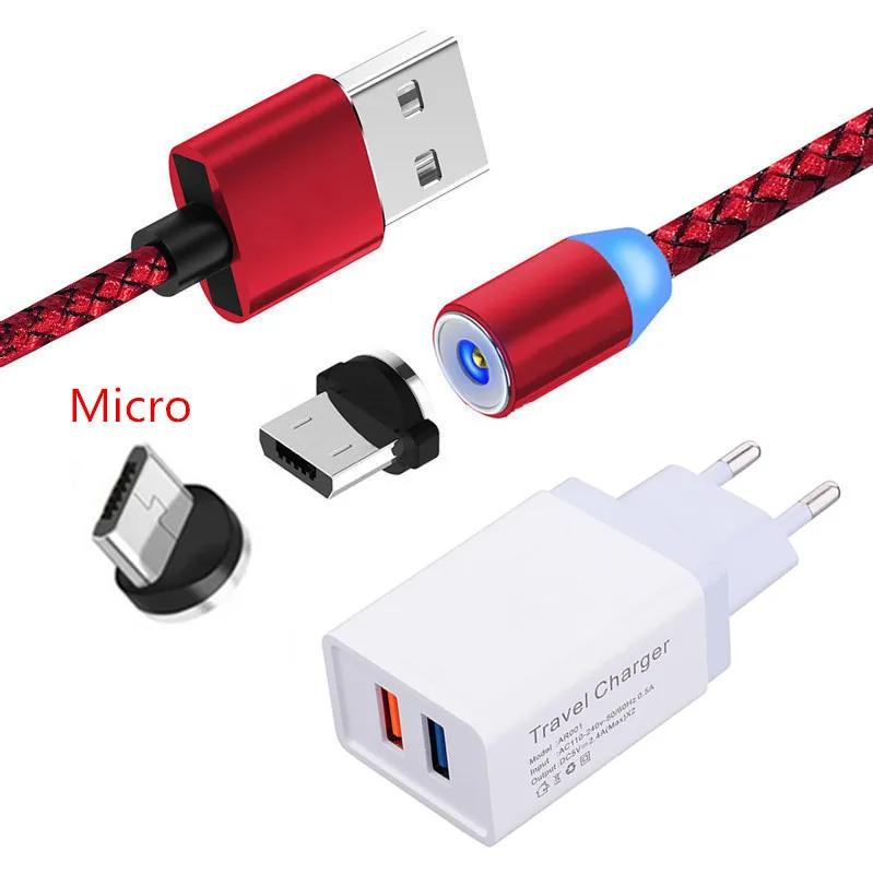 Магнитный зарядный кабель Micro USB для Samsung A10e S4 Huawei Y5 Y6 2018 Y9 2019 Honor 7A 8X Lenovo P2 K6 K8 A6600
