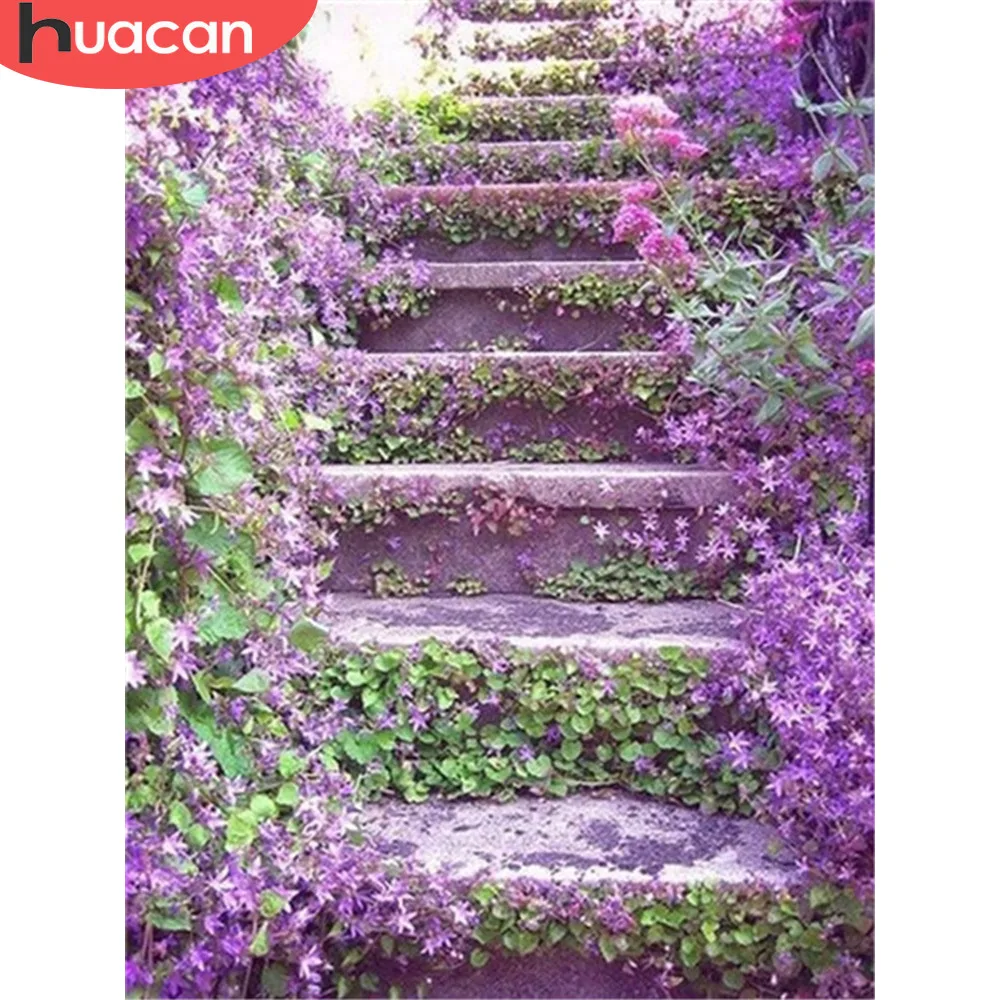 

HUACAN 5d Diamond Painting Flower Cross Stitch Full Square Drill Diamond Embroidery Step Kit Needlework Home Decoration