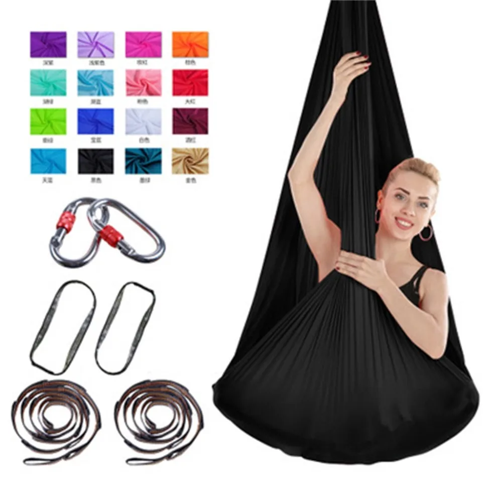 4m wide stretch aerial yoga hammock indoor silk anti-gravity yoga free knotted knot and rope aerial yoga swing set yoga 30S30 (37)