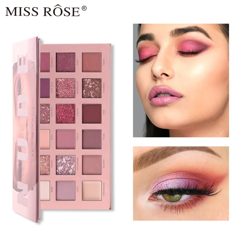 

Miss Rose 18 Colors Eyeshadow Pallete Colorful Shimmer Matte Pearlescent Nude Waterproof Professional Makeup Pallete Eye Shadow