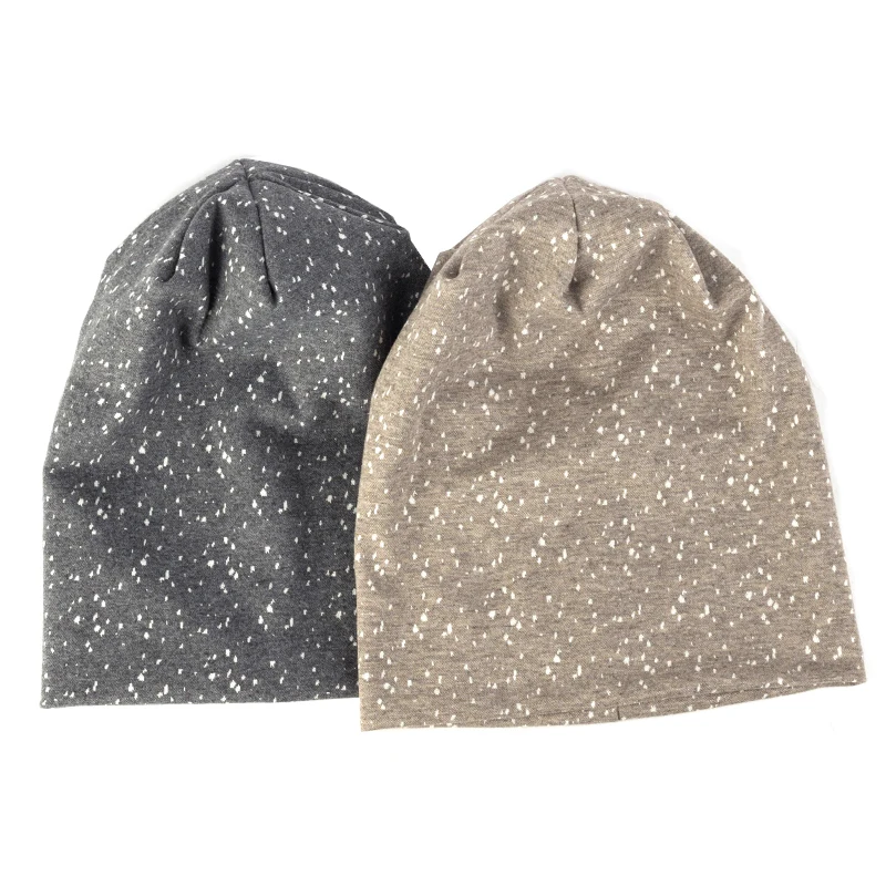 Geebro Women Slouchy White dot Stretch Beanie Hat Autumn Winter Warm Soft Beanies Solid Color Skull Cap For Ladies Men 5