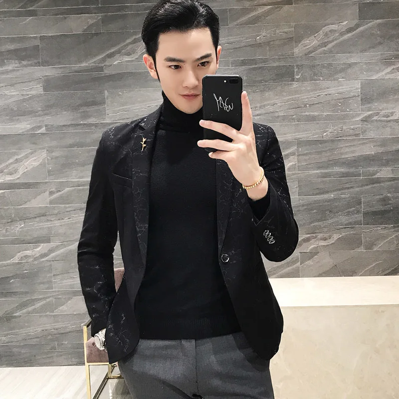 

Shinny Hombre Casual Slim Fit Designer Pattern Suit Jacket Men Party Club Prom Blazer 4xl 5xl Black Blue Red