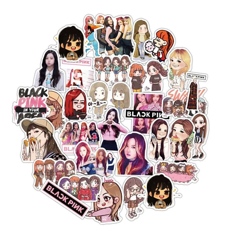 54 шт./компл. Лидер продаж Blackpink Чемодан Тетрадь мультфильм кавайные этикетки DIY альбом Скрапбукинг Студент Дети вентиляторы подарок