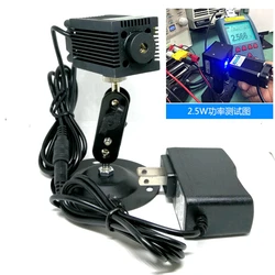 Módulo de punto láser azul enfocable, 450nm, 2,5 W, 2500mW, diodos, 12V, soporte para localizador de potencia