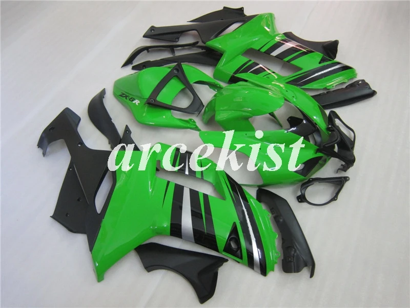 4 подарки ABS Обтекатели комплект подходит для kawasaki Ninja ZX6R 636 2007 2008 07 08 6R ZX-6R Кузов Набор зеленый черный Лидер продаж