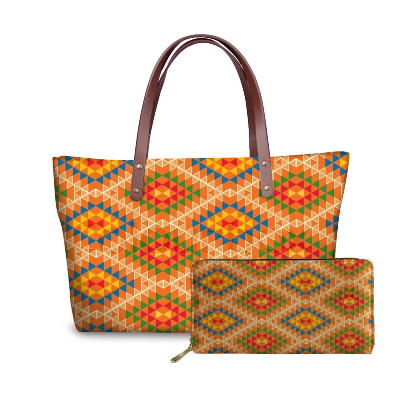 YQ2535ALZ21 FORUDESIGNS/2 шт./компл. Для женщин Сумки& кошелек женская кожаная обувь в африканском стиле традиционной печати, сумки с высокой ручкой, для женщин, сумка через плечо, сумка тоут - Цвет: YQ2535ALZ21