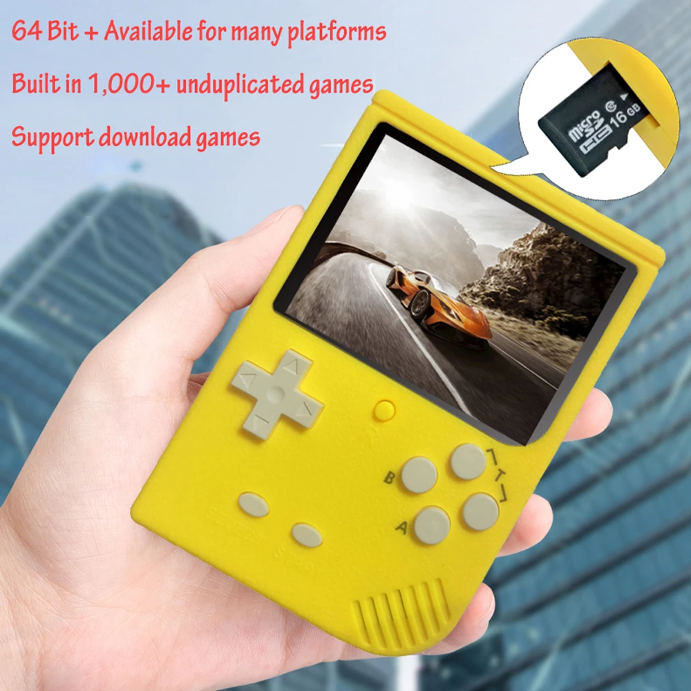 Image GUCAT 64 Bit 1000 Game Mini Portable Handheld Game Player 3 Inch LED Retro Video Console For Child Nostalgic Player With TF Card