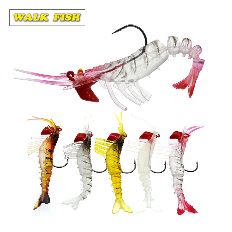 WALK FISH 1Pcs Fishing Lure Shrimp Soft 11cm 11.9g Swimbaits Jig Head Hook Isca Artificial Bait | Спорт и развлечения