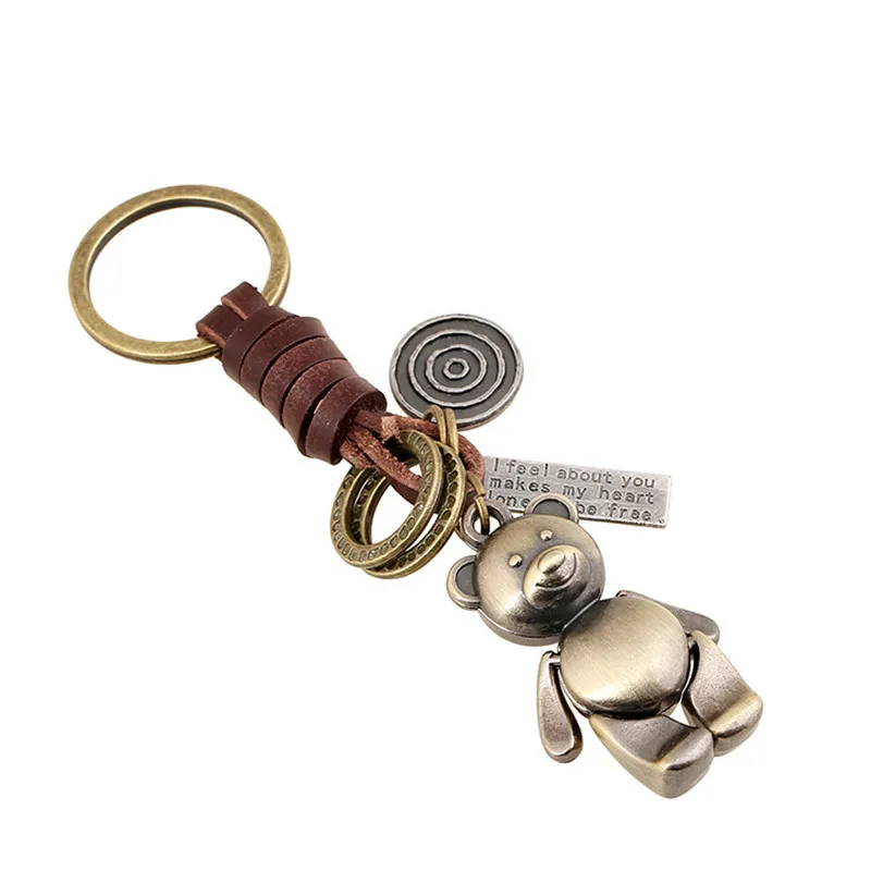 Key Chains ZORCVENS 2025 Genuine Leather KeyChain Punk Rock Vintage Animal Feather Robot Key Chains For Man Woman Jewelry Gifts
