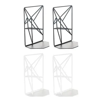

2pcs Metal Iron Bookend Reading Book Support Desktop Office Document Stand Shelf