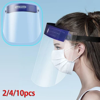 

2/4/10 Pcs Transparent Full Face Covering Mask Hat Protective Cover Plastic Anti-fog Anti Flying Spit Saliva Safety Face Shields