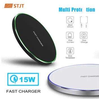 

15w Qi Wireless Charger For iphone x xs 11 Usb Fast Charging Pad For Samsung S8 S9 S10 Note Phone Wireless Charger With Light
