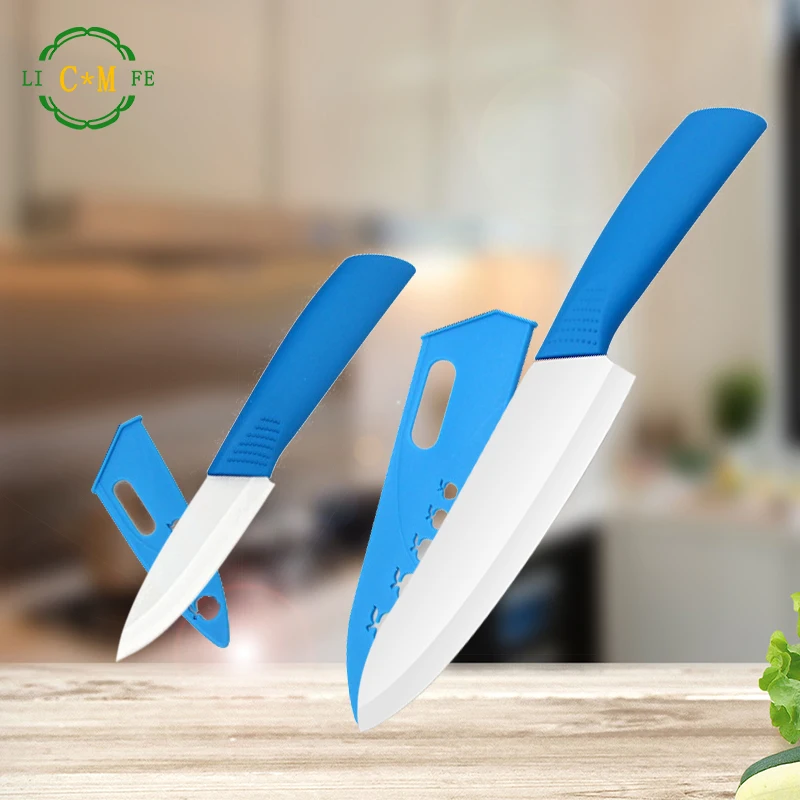 

Professional 3" 4" 5" 6" Ceramic Knife Top Grade White Blade Blue Handle Kitchen Knife 2 Piece Set Only For Sale