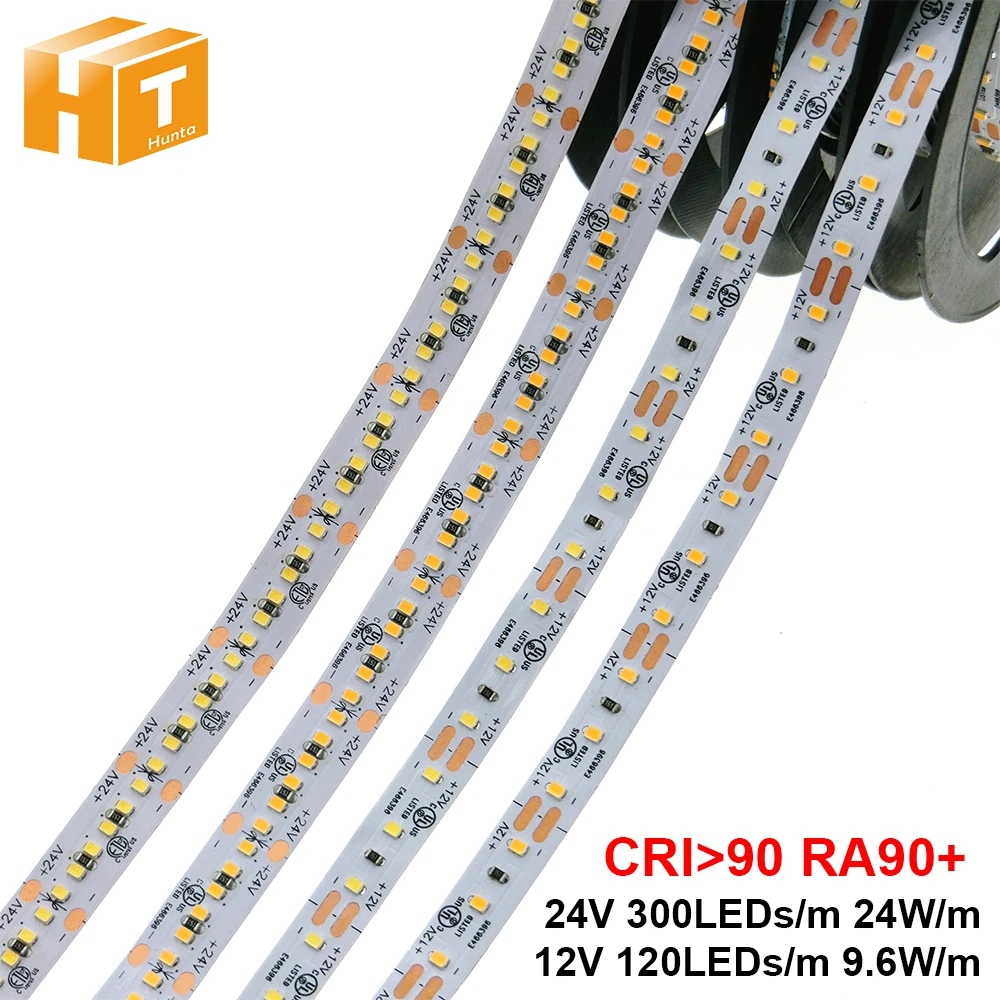 High End LED Strip 2216 12V 120LEDs/m 9.6W/m 24V 300LEDs/m 24W/m 3000K 4000K 6000K High Brightness LED Strip 5m/lot