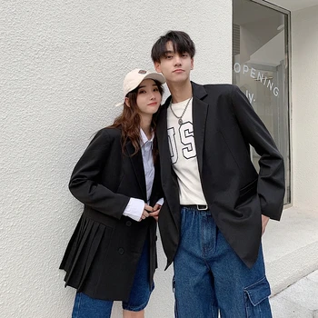 

2019 Winter New National Tide Original Cotton Simple Couple Off-the-shoulder Casual Large Size Men's Street Blazer