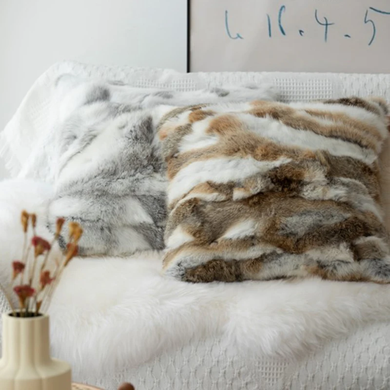Rabbit Fur Cushions Covers Rabbit Fur Pillow Case Rabbit Fur