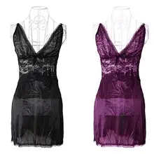 Женское сексуальное кружевное лоскутное нижнее белье, стринги, ночная рубашка, ночная рубашка, одежда для сна, сексуальная шелковая кружевная ночная рубашка, одежда для сна