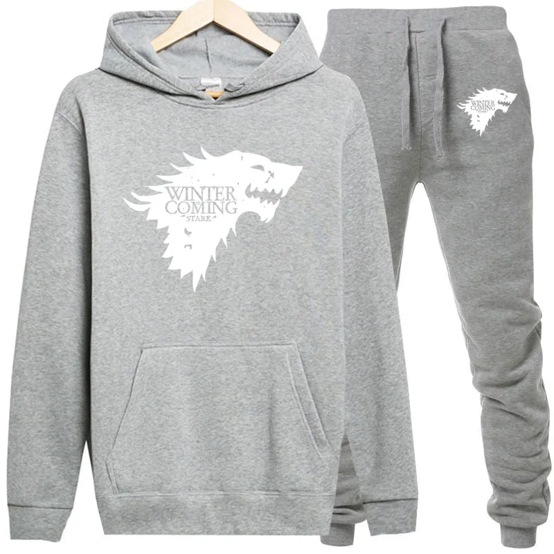 Promotion game of Thrones winter comes 2020 new men hoodies sweatpants warm fleece suit mens pullover brand casual sports series men male